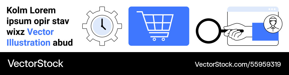 E-commerce process with cart search and time Vector Image