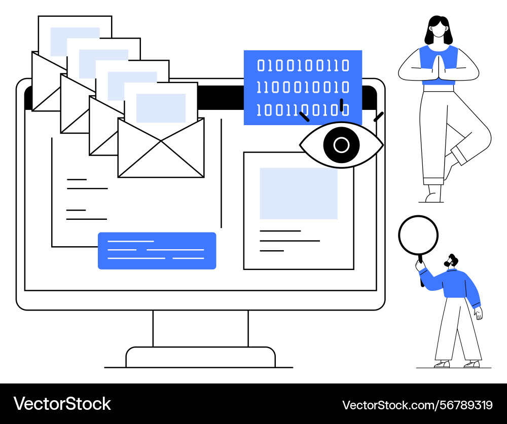 Email communication data management and teamwork Email communication data management and teamwork Vector Image