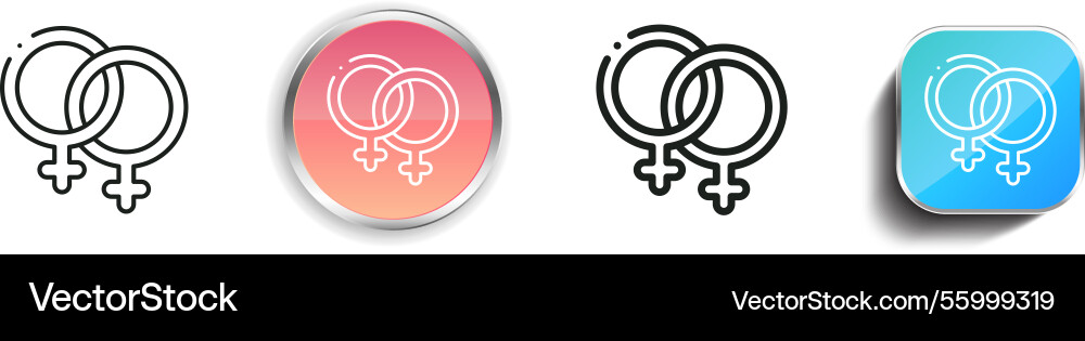 Lesbian icon thin linear regular and button style Lesbian icon thin linear regular and button style vector image