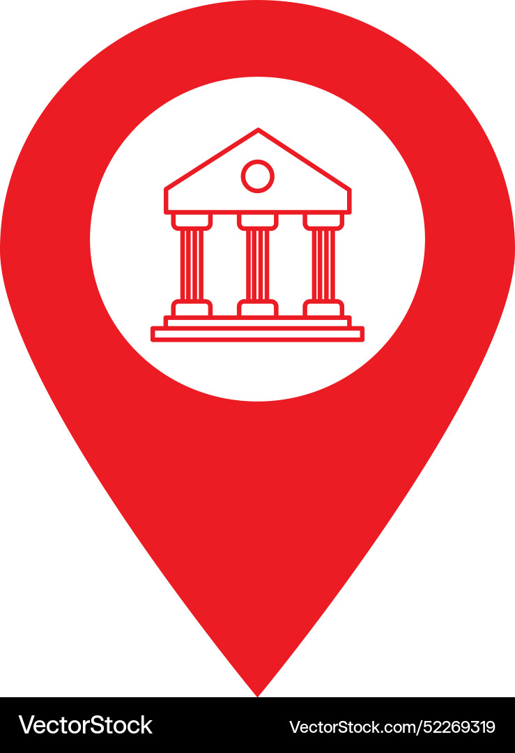 Map pointer with bank icon location Map pointer with bank icon location vector image