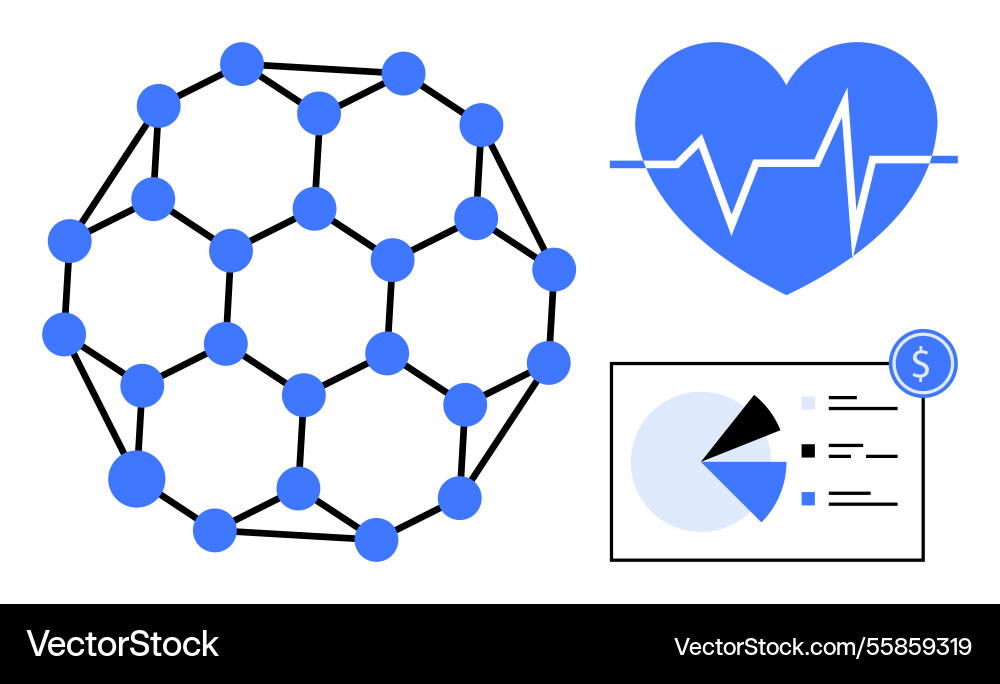 Network structure heart rate monitor Network structure heart rate monitor vector image