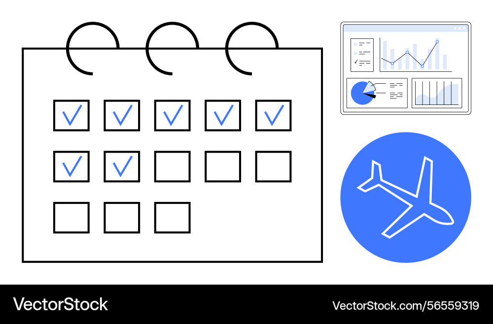 Organized scheduling and data analysis for travel Organized scheduling and data analysis for travel vector image