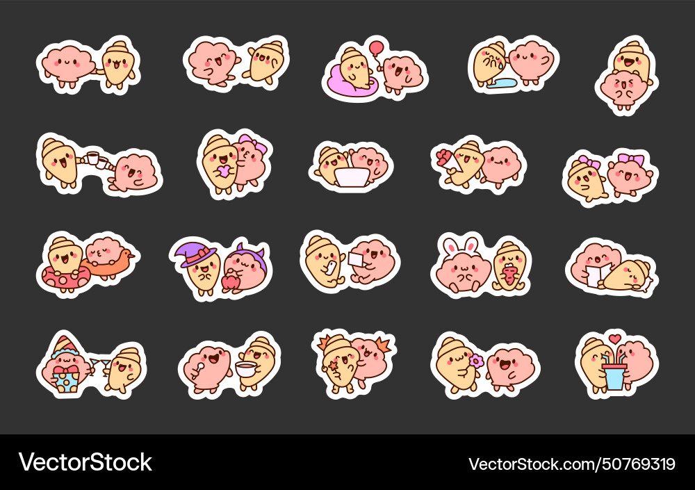 Seashell cartoon characters sticker bookmark Seashell cartoon characters sticker bookmark vector image