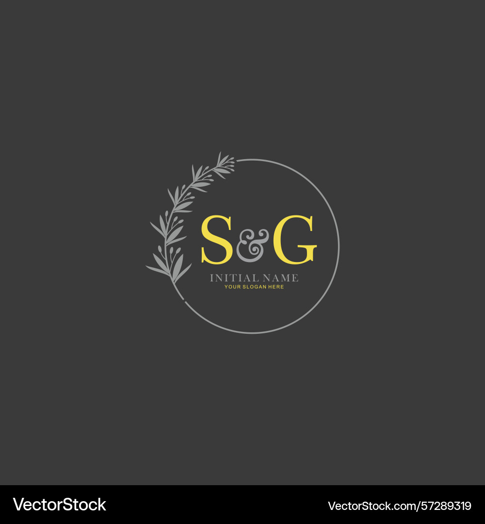 Sg initial logo templates with botanical elements Sg initial logo templates with botanical elements vector image
