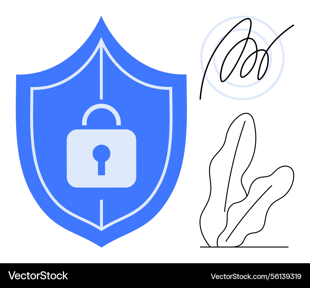 Shield with lock representing security next Shield with lock representing security next vector image
