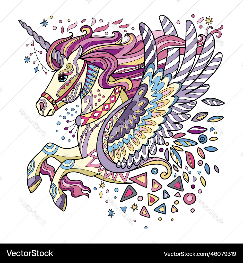 Tangle abstract unicorn colorful isolated Tangle abstract unicorn colorful isolated vector image