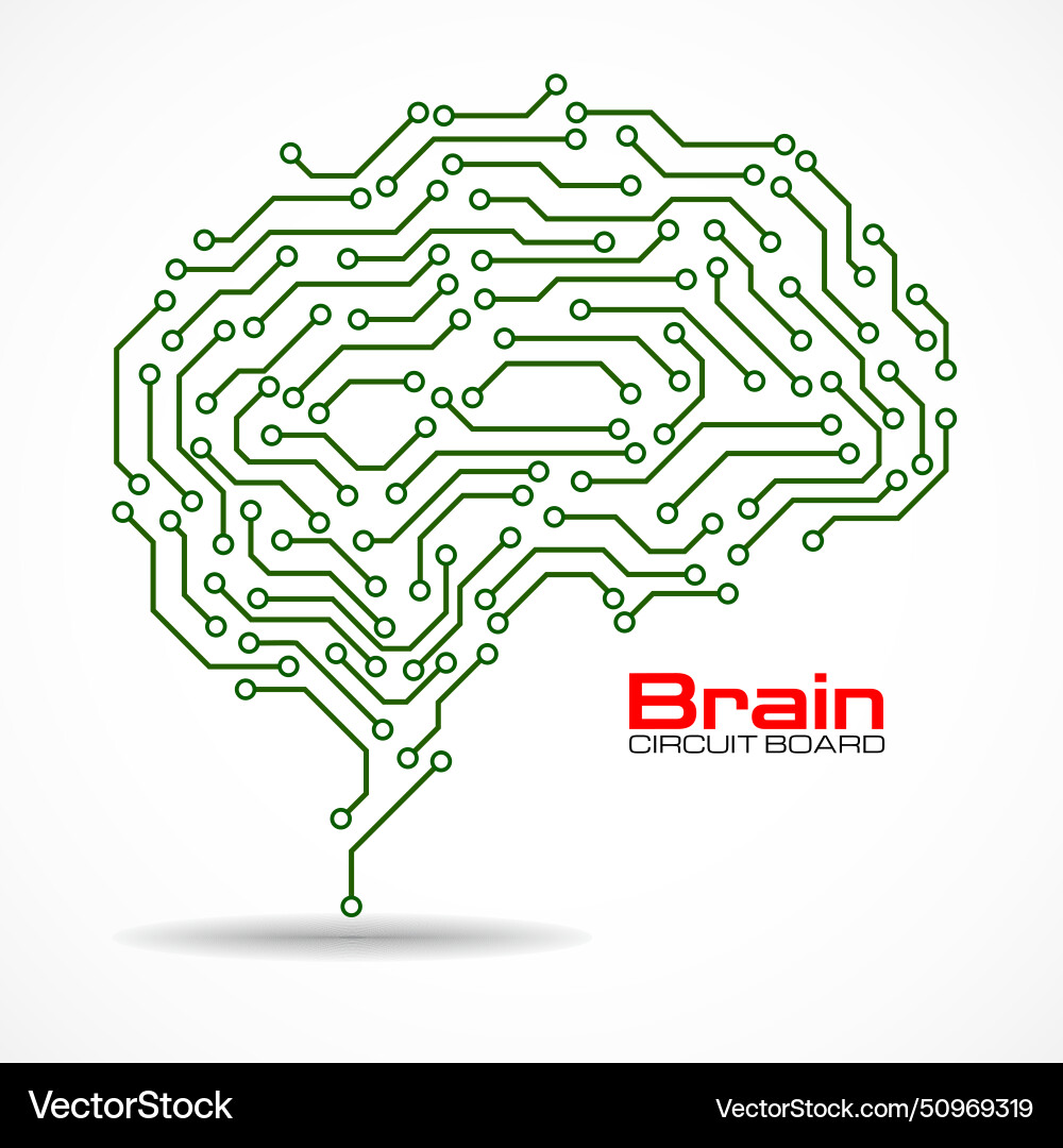 Technological brain circuit board Technological brain circuit board Vector Image