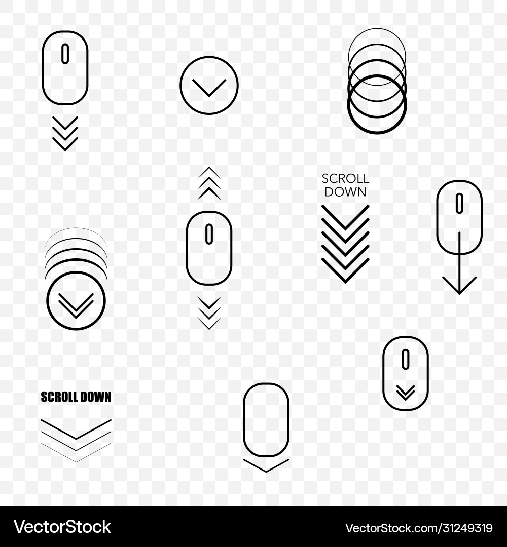 Web page scroll down symbols Web page scroll down symbols vector image