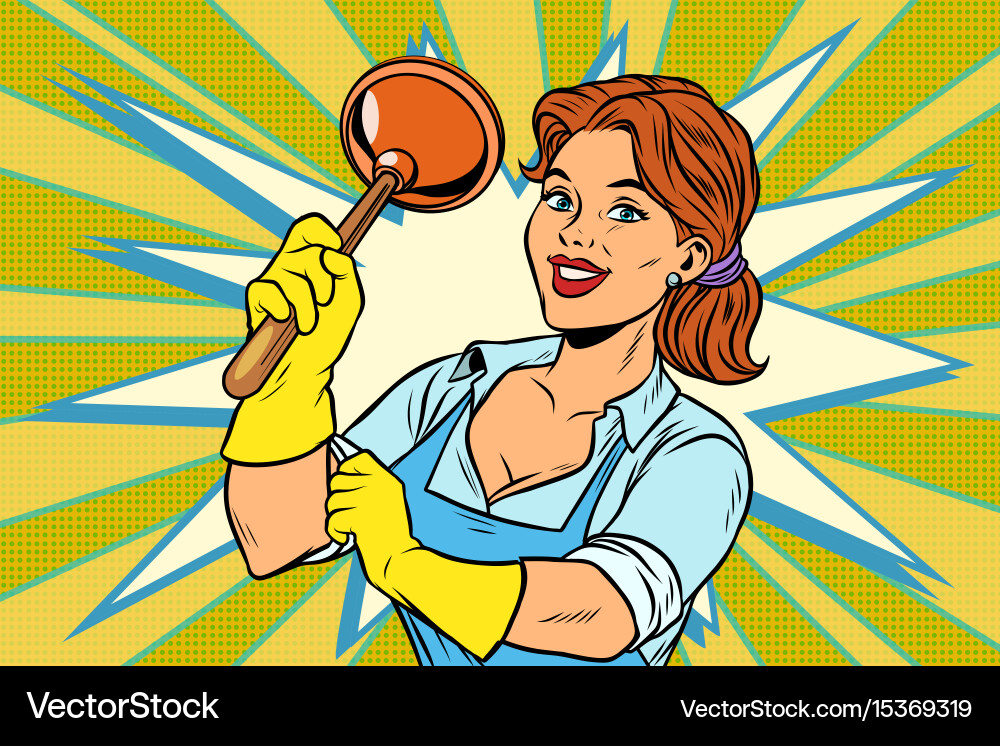 Woman with Plunger vector image