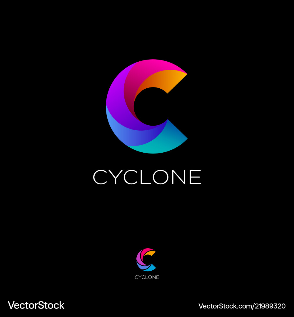 C zyklon vortex monogram letter logo swirl C zyklon vortex monogram letter logo swirl vektorbild