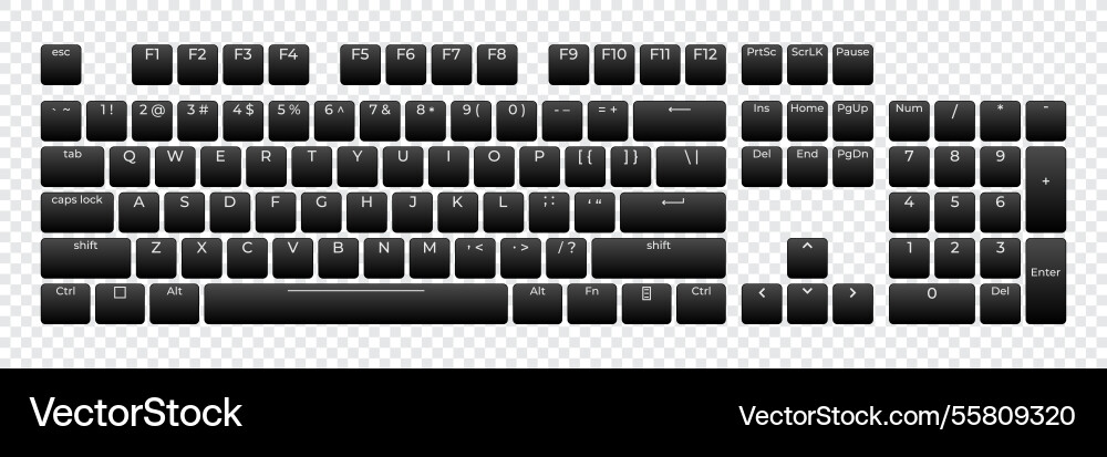 Computer keyboard button layout template Computer keyboard button layout template vector image
