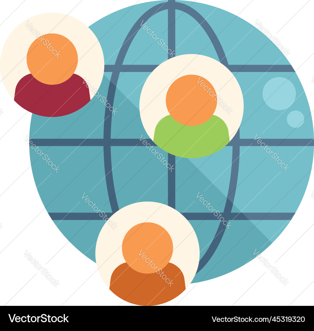 Global client icon flat crm data Global client icon flat crm data vector image
