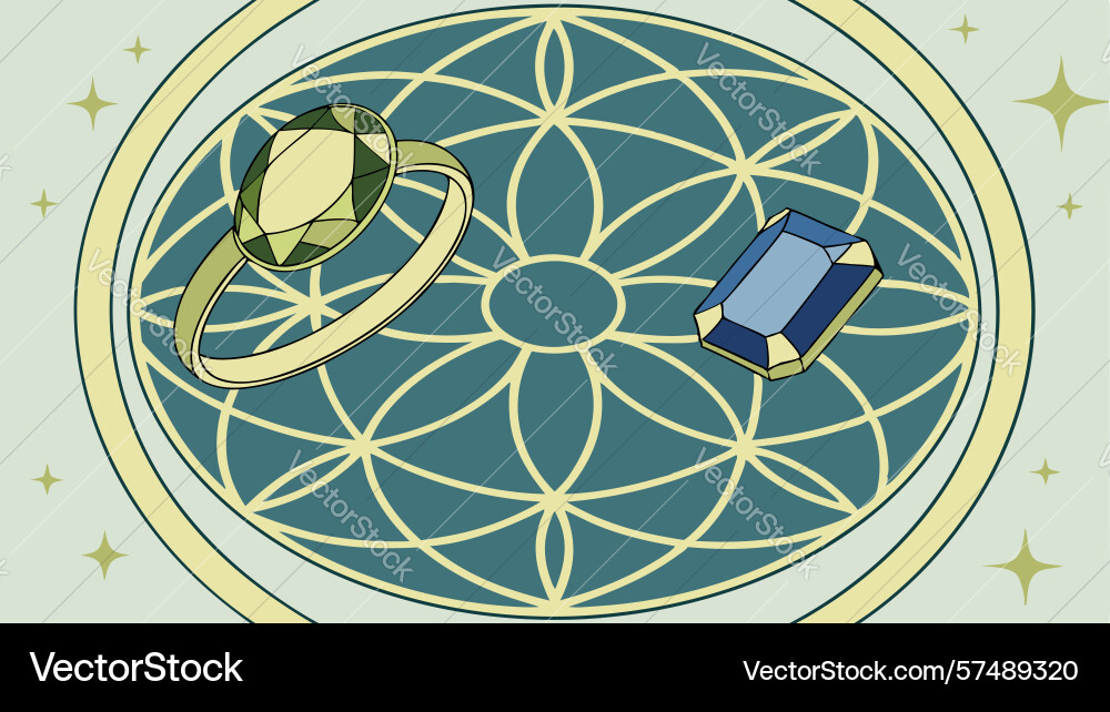 Intricate ornate circular frame with abstract vector image