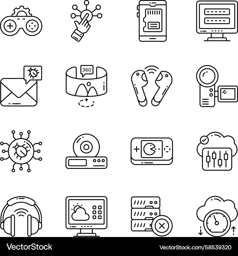 IoT Linear Icons Set Vector Image