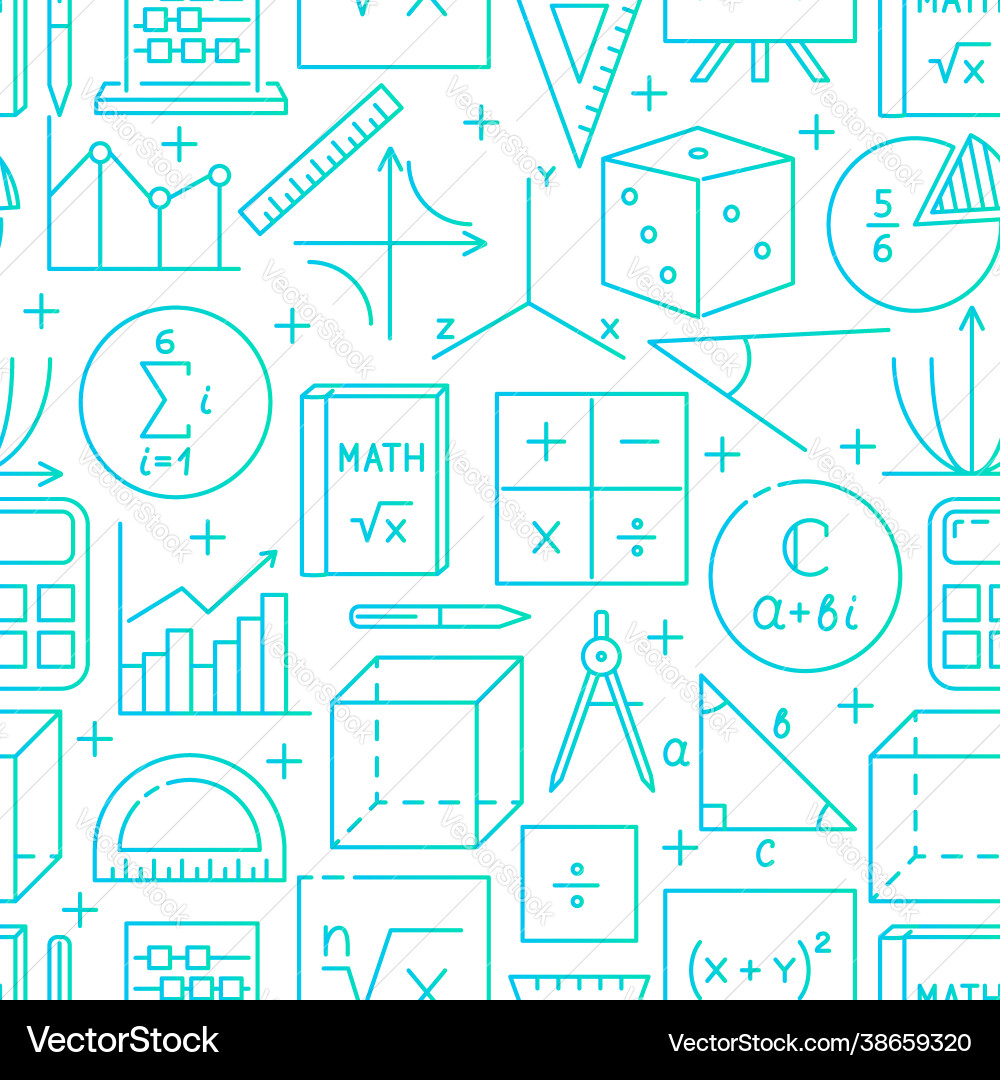Math science seamless pattern in line style Math science seamless pattern in line style vector image
