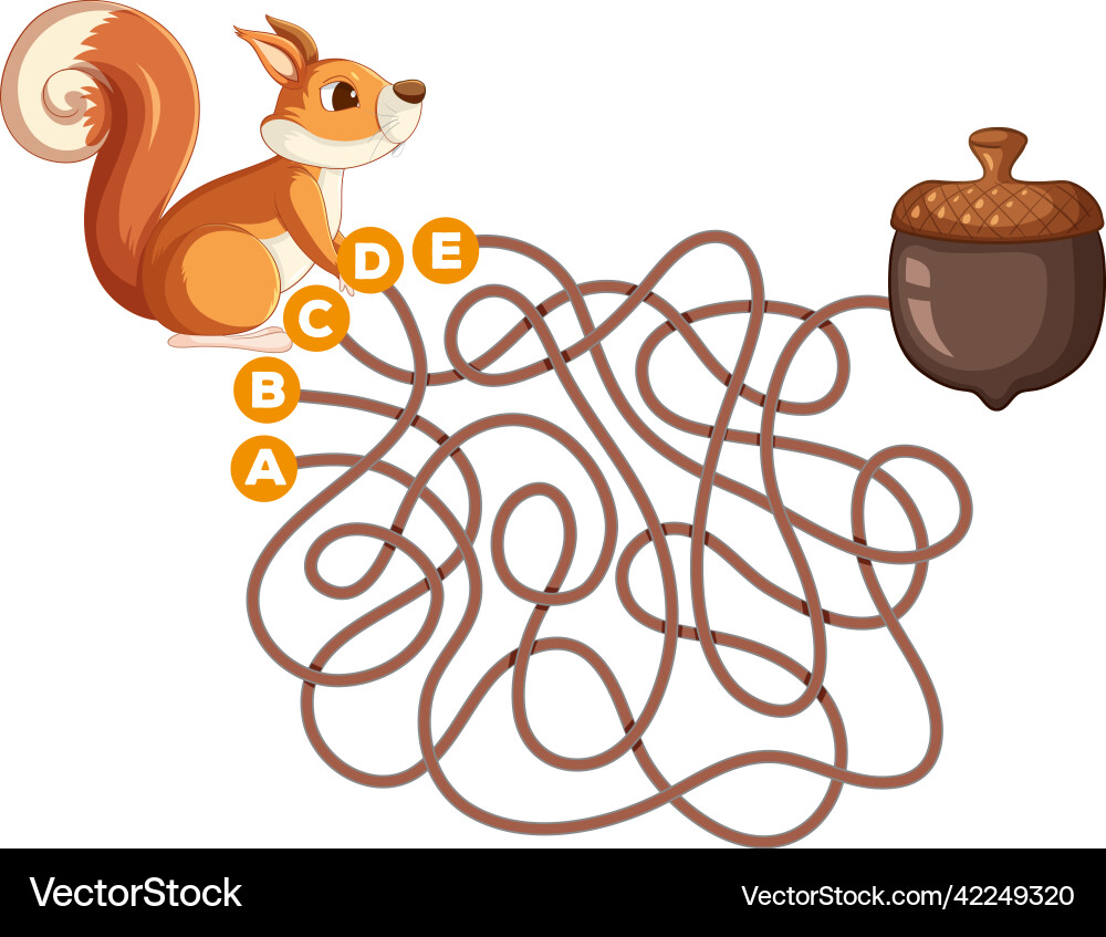 Maze design for squirrel an dnut Vector Image