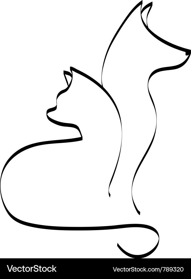 Pet Silhouettes - Cat and Dog Vector Image