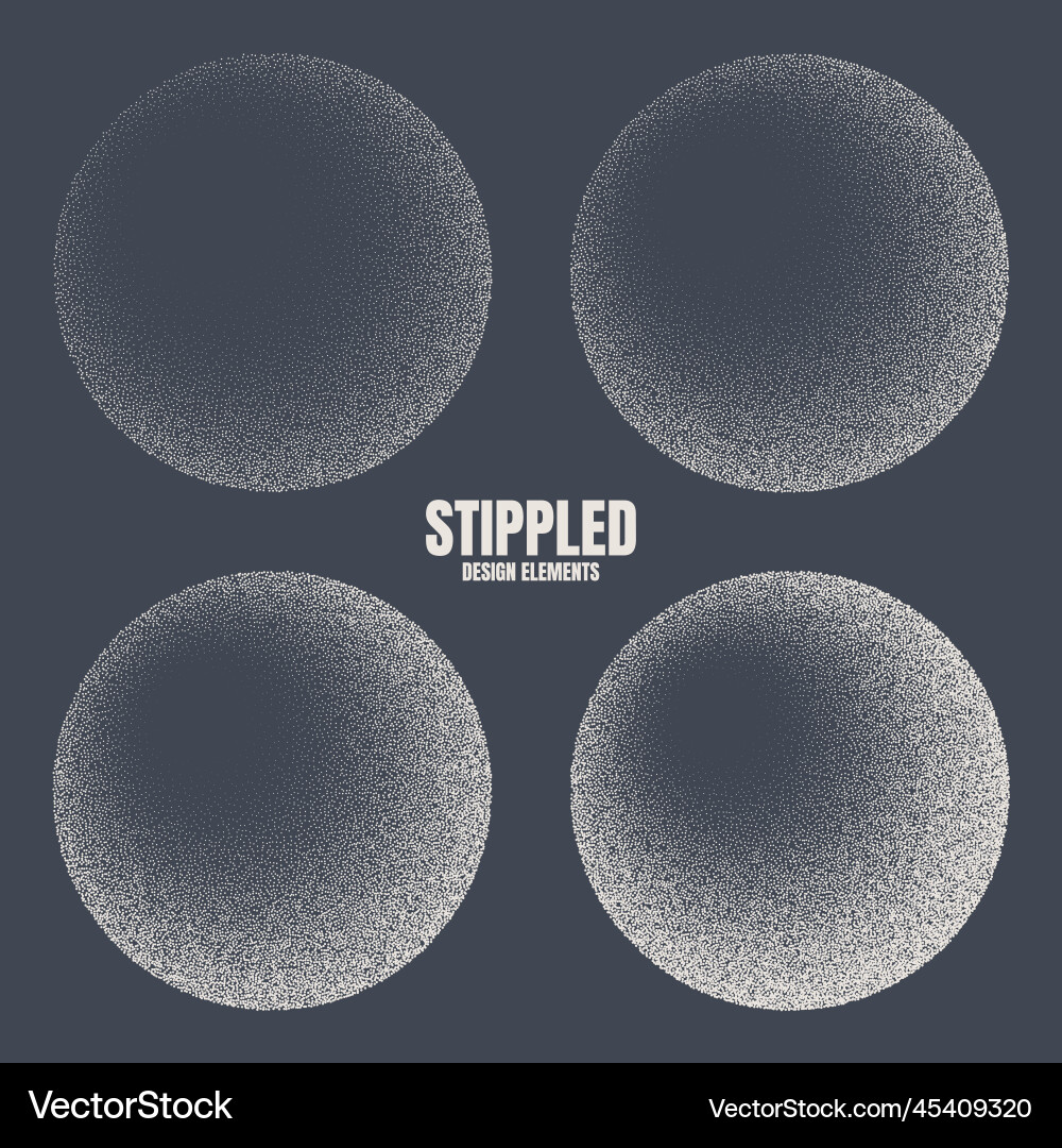 Round shaped dotted objects stipple elements Round shaped dotted objects stipple elements vector image