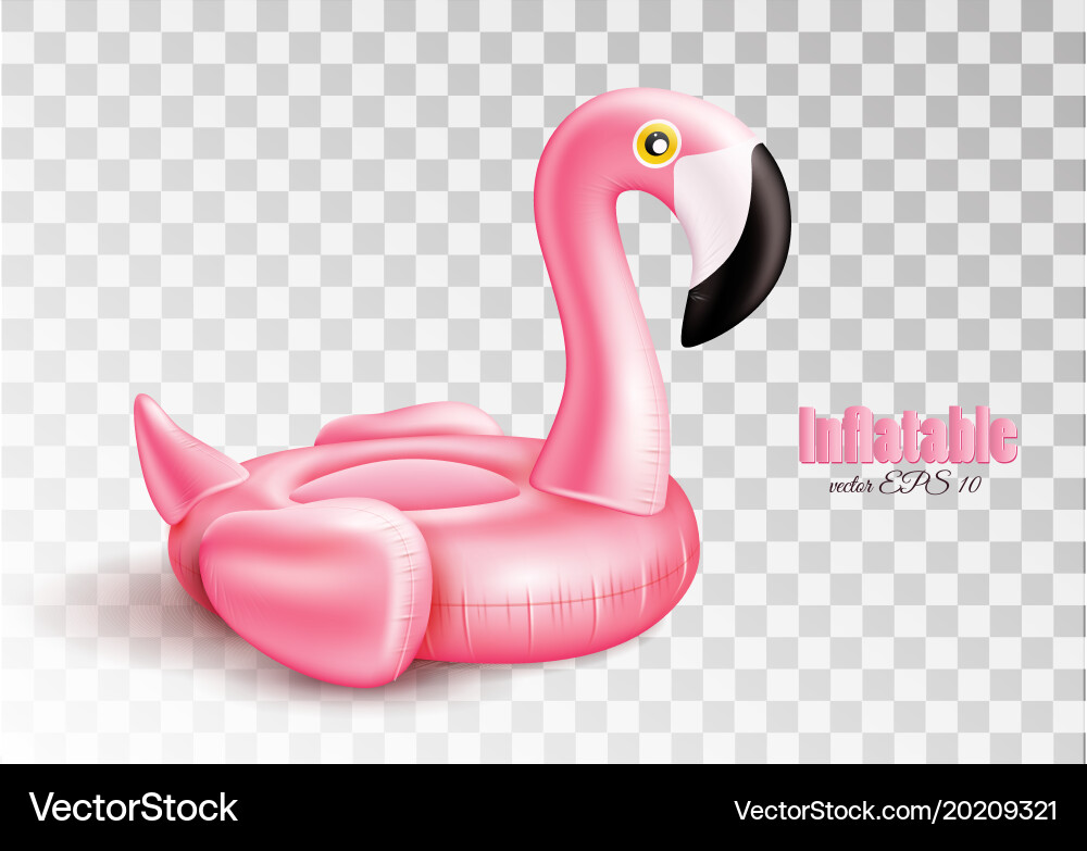 3d pink flamingo inflatable pool ring Royalty Free Vector