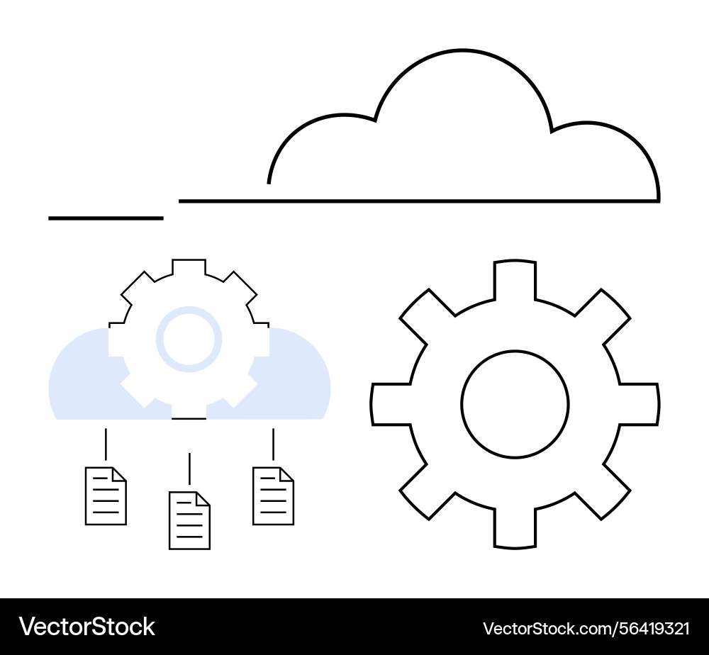 Cloud computing concept with gear and file sharing Cloud computing concept with gear and file sharing vector image