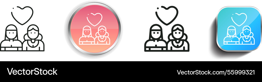 Lesbian icon thin linear regular and button style vector image