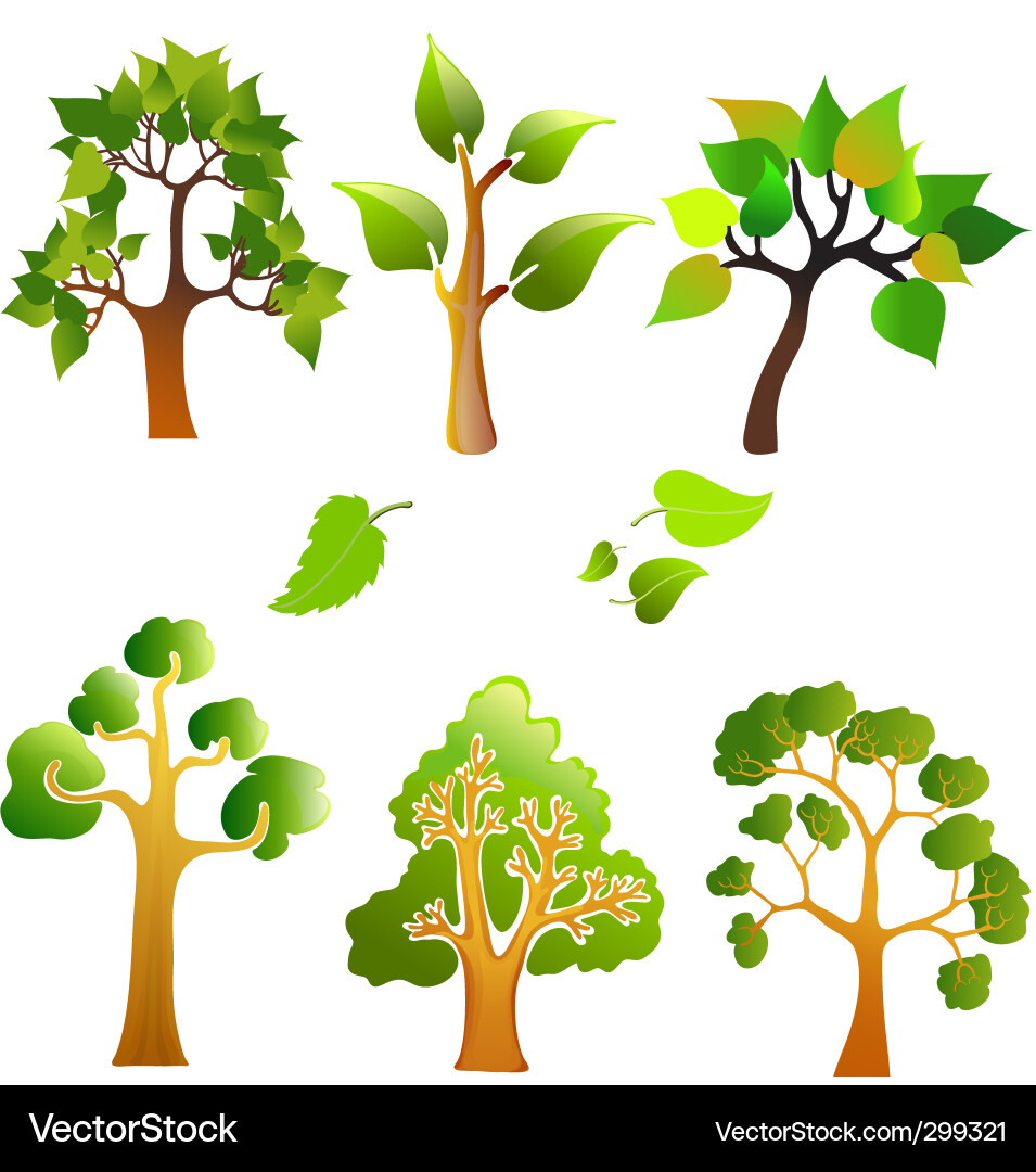 Lush Green Tree Collection Vector Image