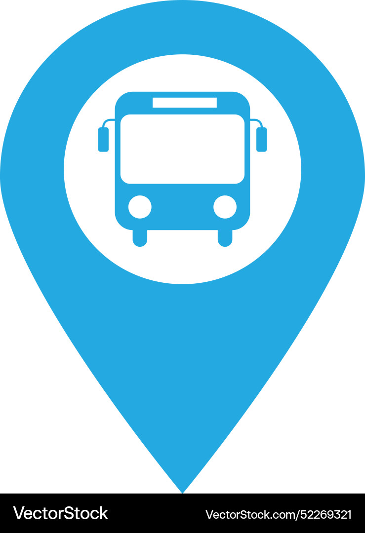 Map pointer with bus icon station location Map pointer with bus icon station location vector image