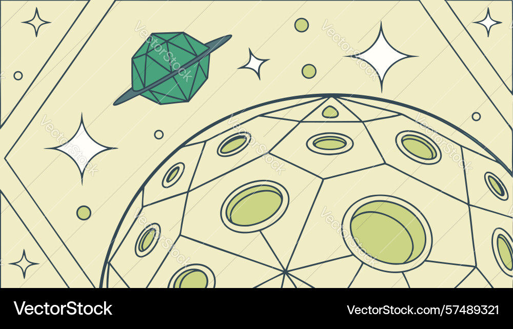 Mystical moon with geometric patterns and stars Vector Image