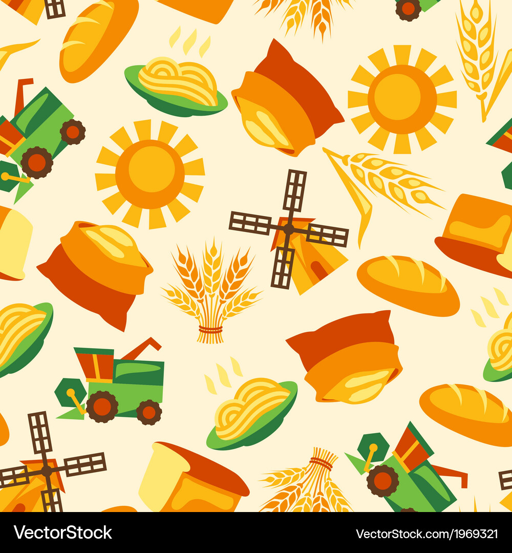 Seamless pattern with agricultural objects Vector Image