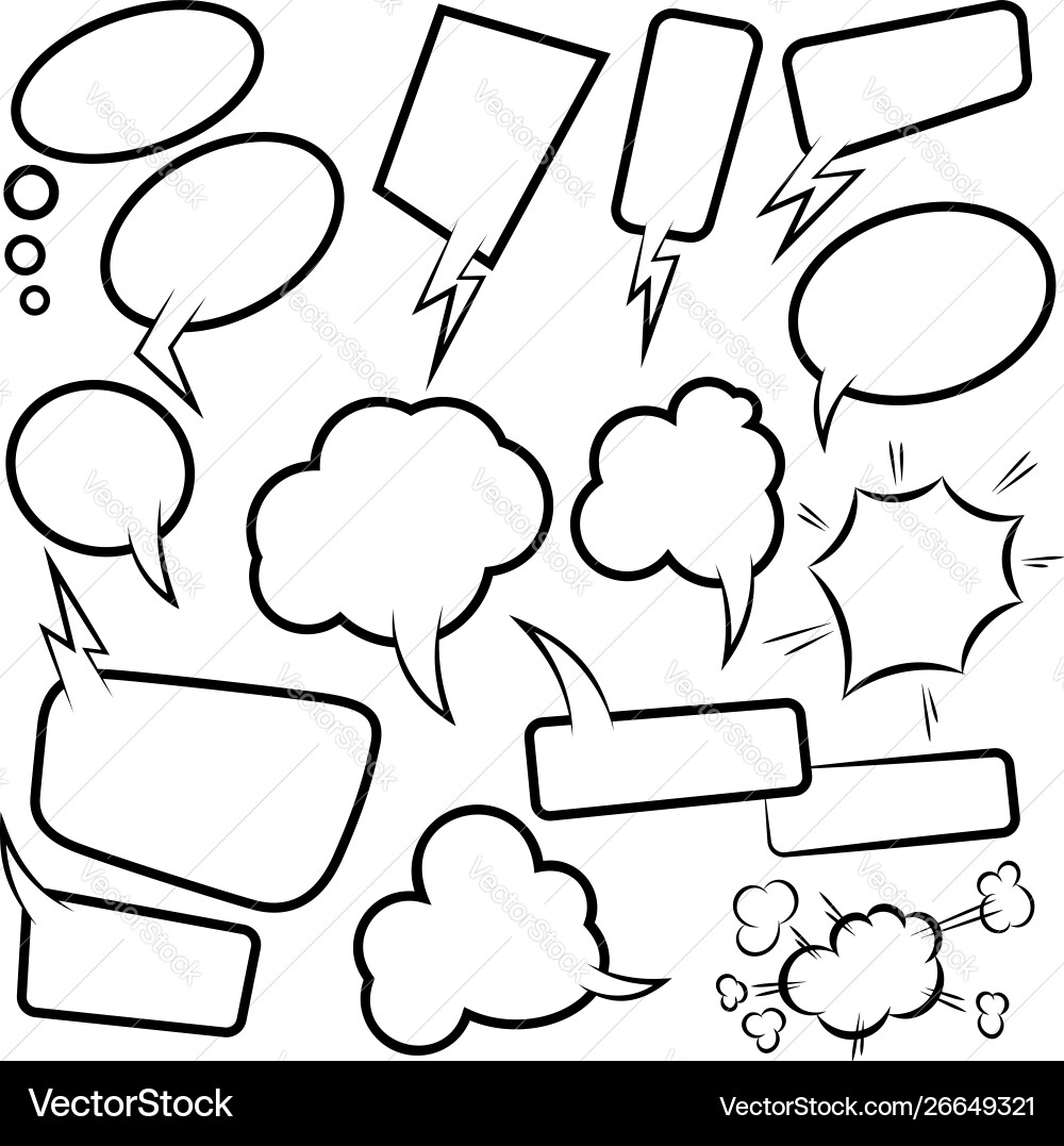 Set empty comic speech bubbles design element Vector Image