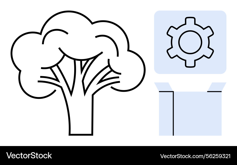 Tree with a gear in box symbolizing Vector Image
