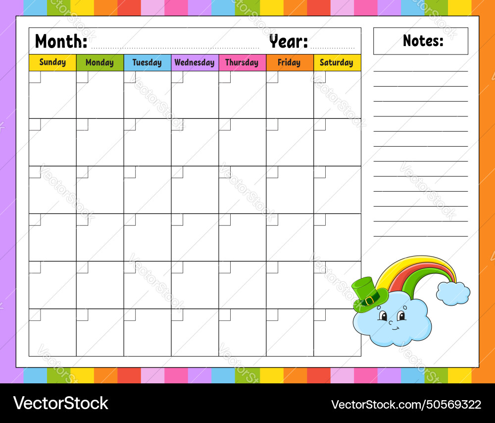 Blank calendar template for one month without Vector Image