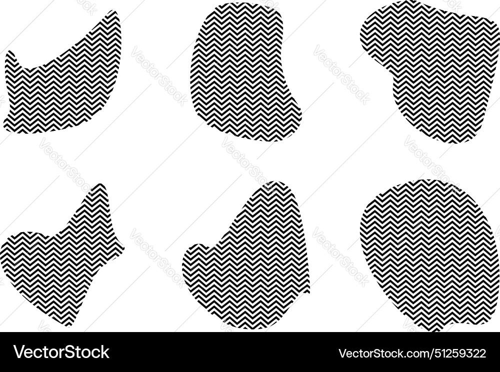 Blobs fluid shapes with zig zag stripes pictogram Blobs fluid shapes with zig zag stripes pictogram Vector Image