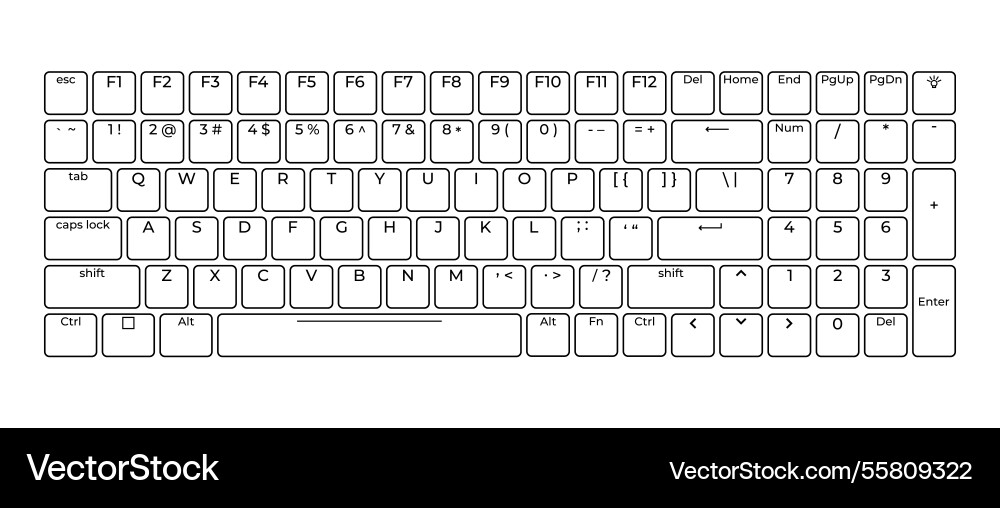 Computer keyboard button layout template Computer keyboard button layout template vector image