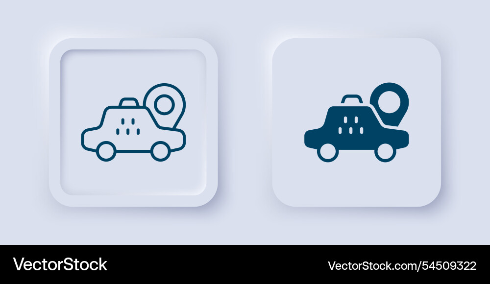 Filled and outline map pointer with taxi car icon Vector Image