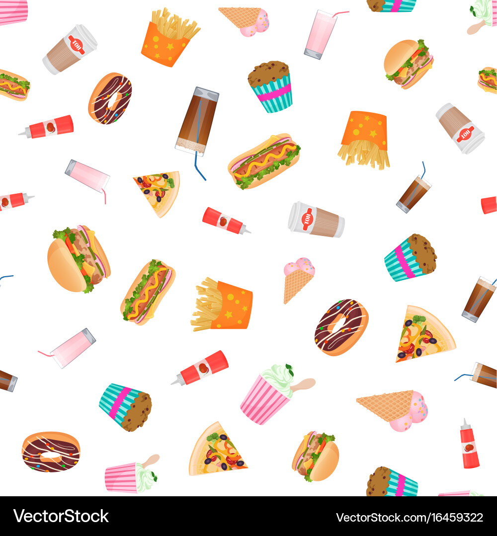 Flat design fast food seamless pattern Vector Image