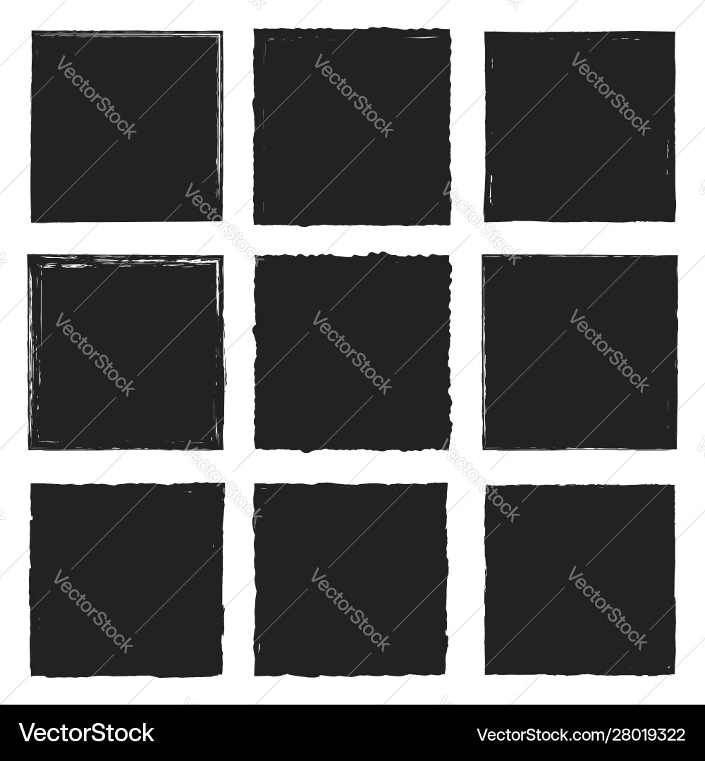 Grunge Black Sticker Set Vector Image