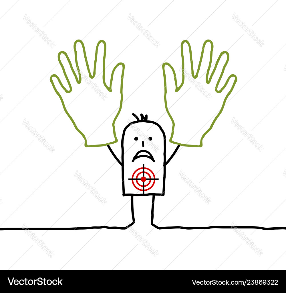 Man with two hands up vector image