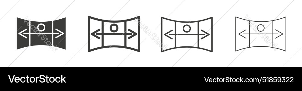 Panoramic icon set 360 angle virtual view Vector Image
