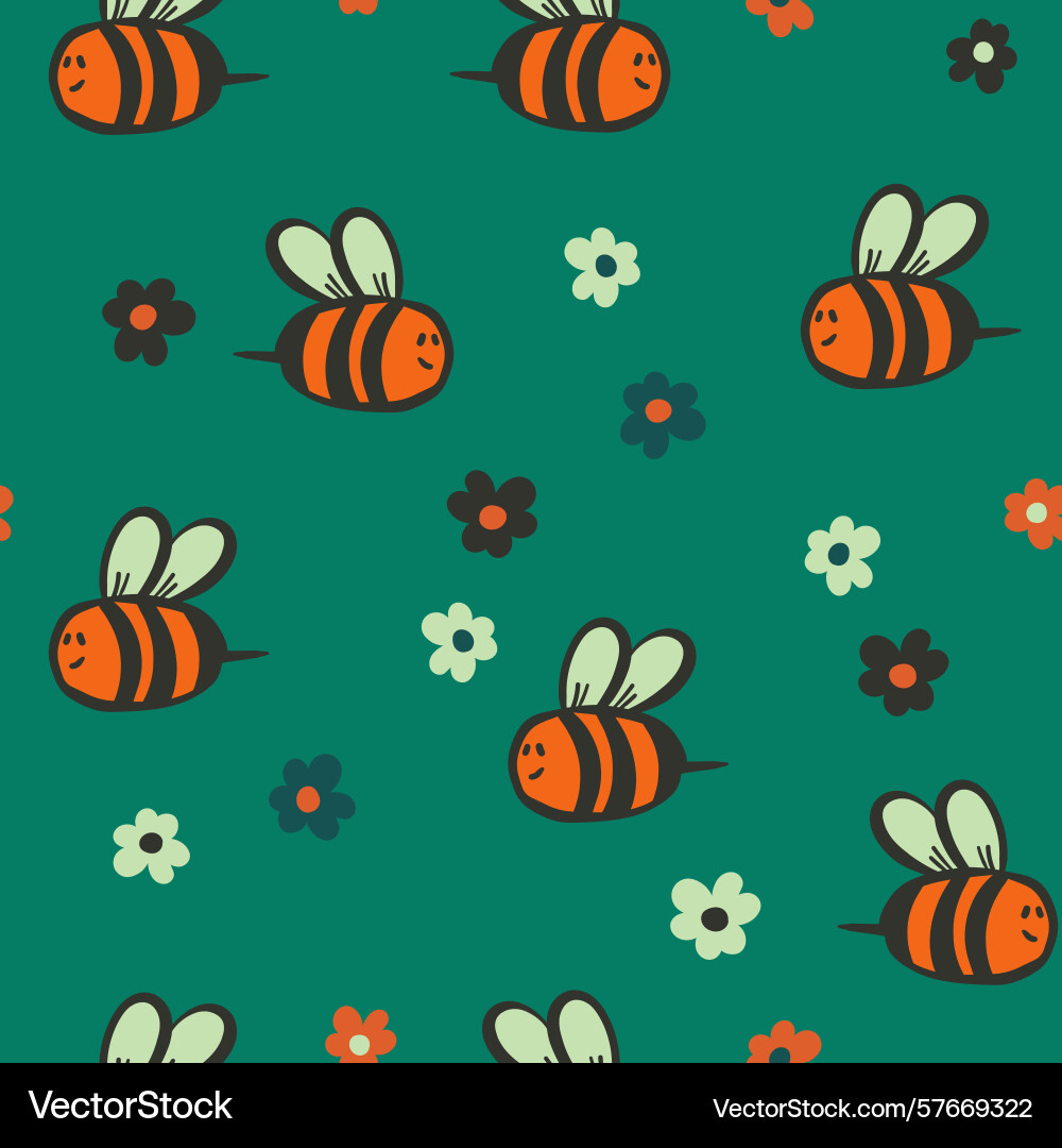 Seamless pattern with bees small wasp Vector Image