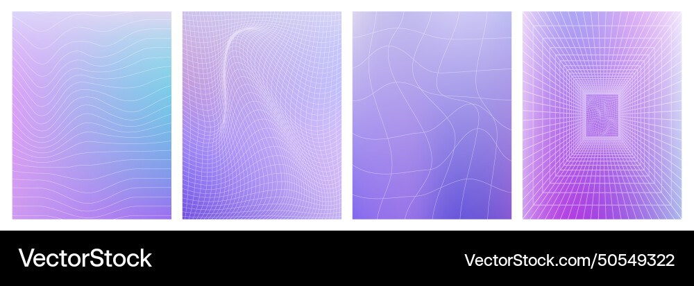 Set of geometry wireframe grid on violet gradient Set of geometry wireframe grid on violet gradient vector image