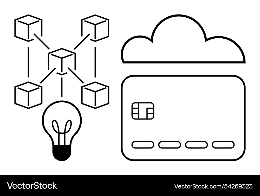 Diagram combining blockchain network cloud Diagram combining blockchain network cloud vector image