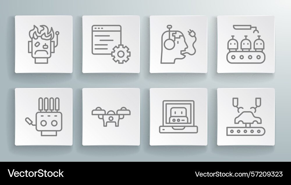 Linie mechanische Roboter Hand Computer api vektorbild