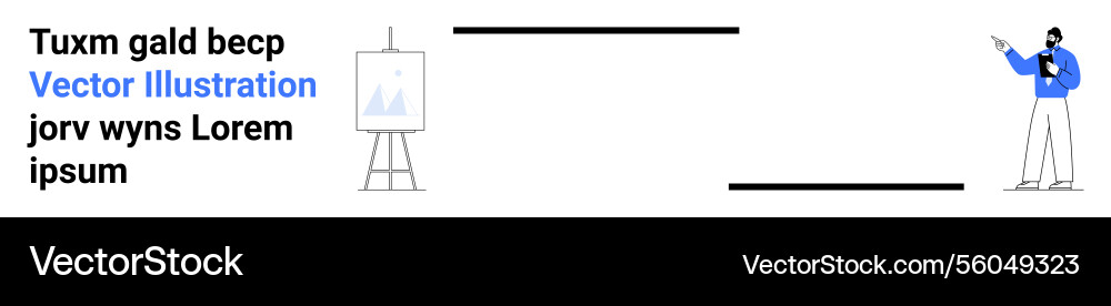 Presenter explaining graph data on easel during Presenter explaining graph data on easel during vector image