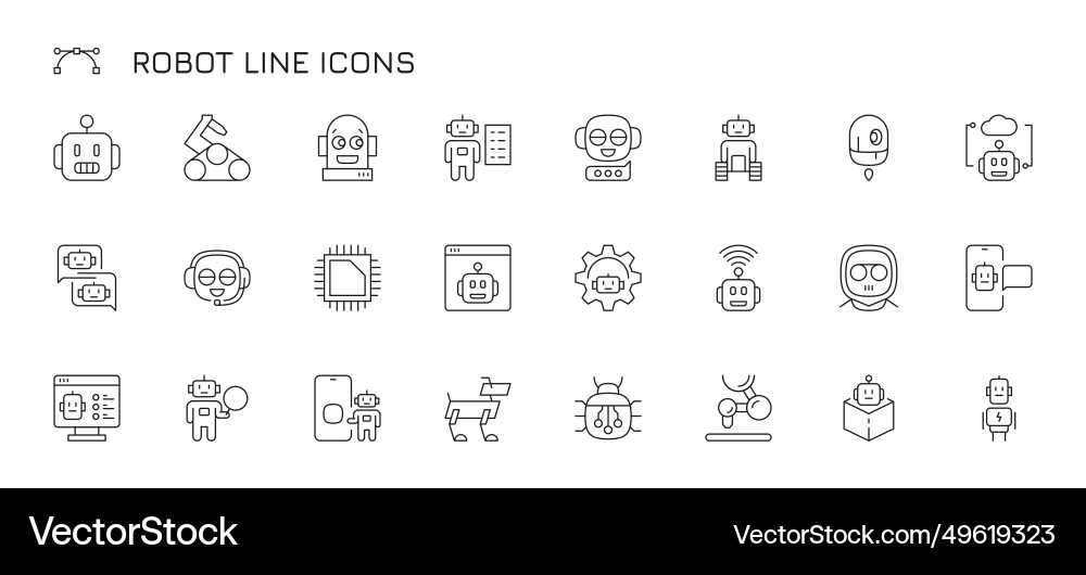 Robot line icons outline ai chatbot Robot line icons outline ai chatbot vector image