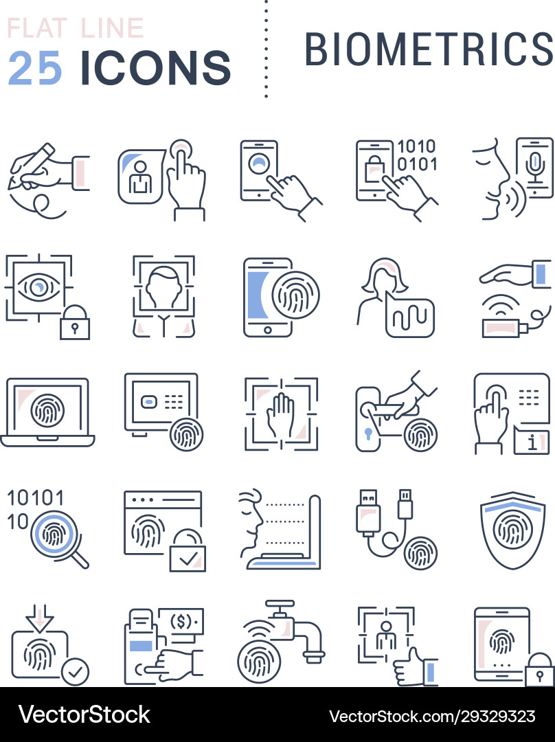 Set line icons biometrics Set line icons biometrics vector image