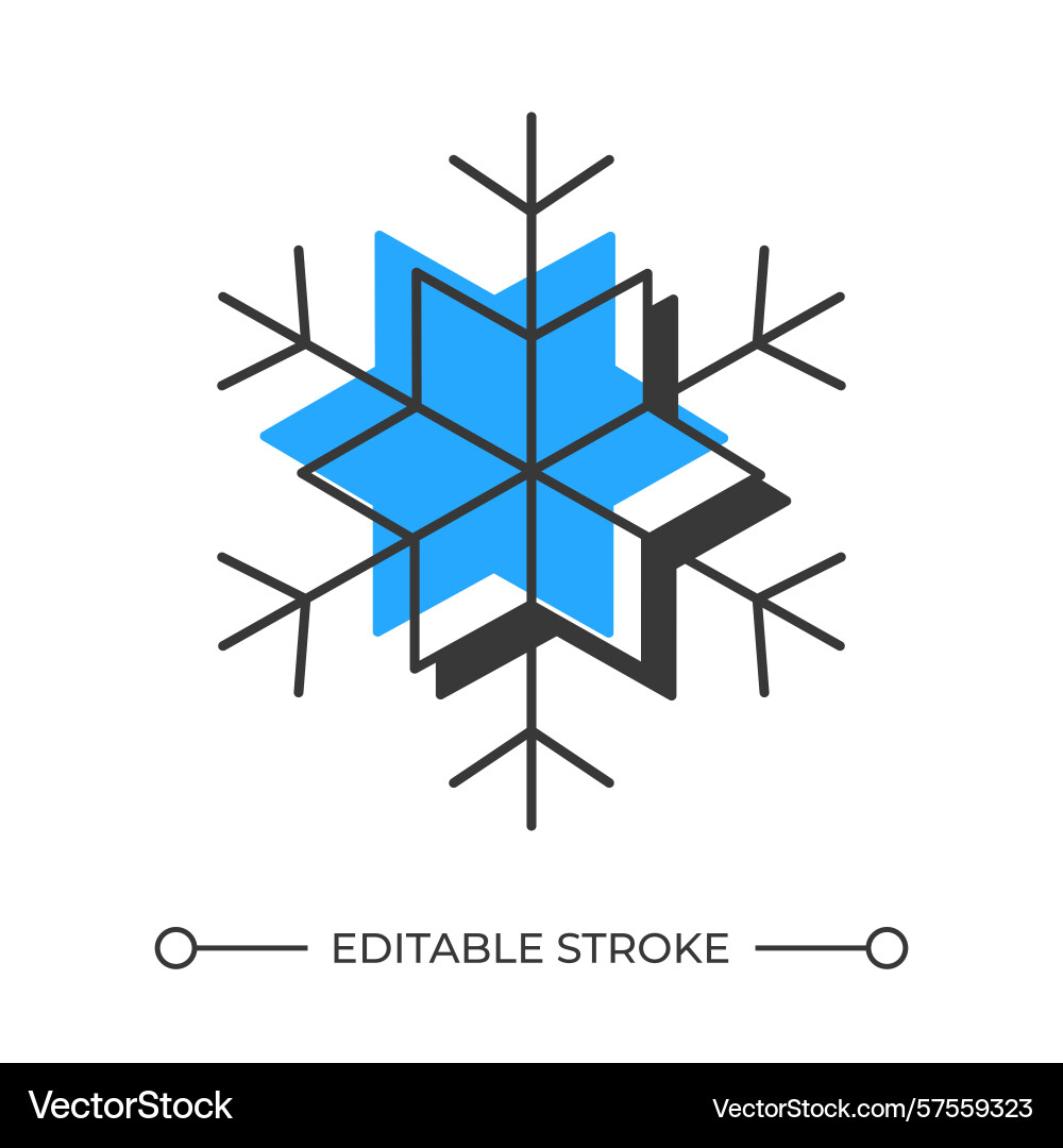 Snowflake offset shadow line icon Vector Image