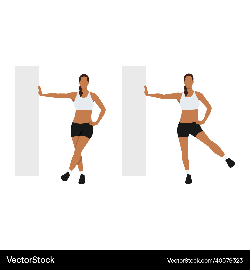 Woman doing lateral leg swing exercise Royalty Free Vector