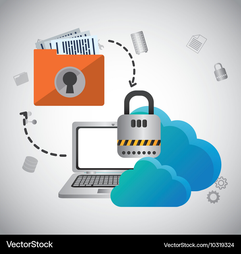 Cloud computing padlock web hosting design Vector Image