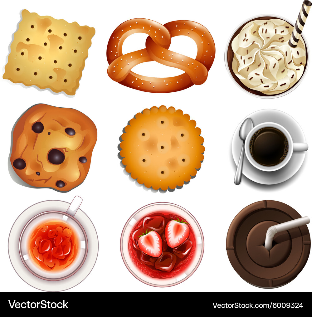Delicious Cookies and Refreshing Drinks Vector Image